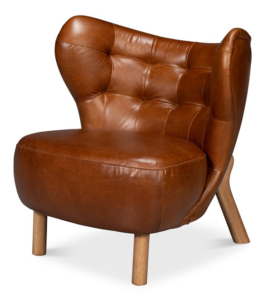 Sarreid Ltd - Diddy Leather Chair, Havana Brown - 54069 veiw 1
