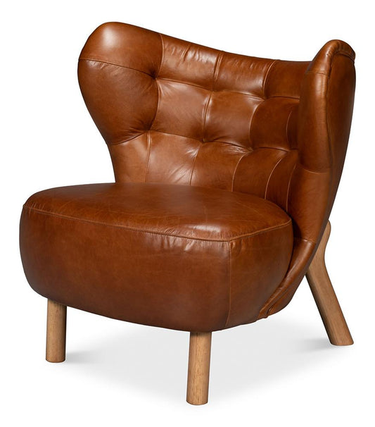 Sarreid Ltd - Diddy Leather Chair, Havana Brown - 54069 veiw 1