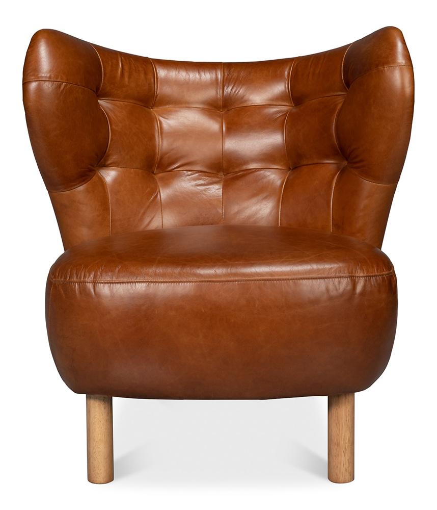 Sarreid Ltd - Diddy Leather Chair, Havana Brown - 54069 veiw 2