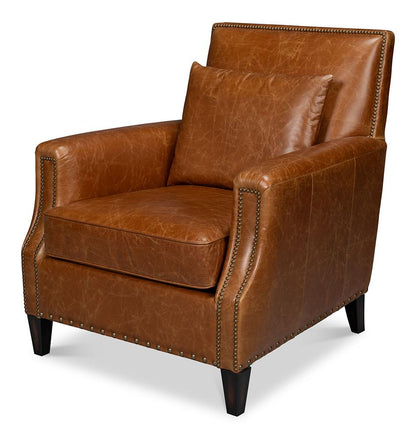 Sarreid Ltd - Dimity Distilled Leather Chair,Brown - 54055 veiw 1