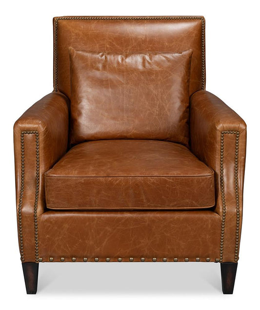 Sarreid Ltd - Dimity Distilled Leather Chair,Brown - 54055 veiw 2