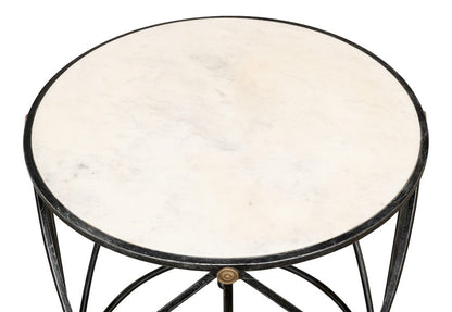 Sarreid Ltd - Drum & Fife Lamp Table, Aged Wht Marble in Grey - 27885 view 5