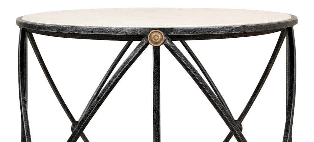 Sarreid Ltd - Drum & Fife Lamp Table, Aged Wht Marble in Grey - 27885 view 6