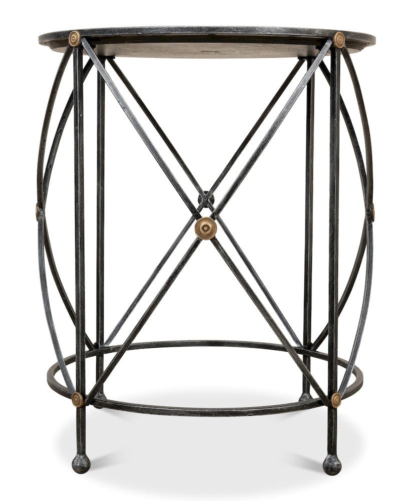 Sarreid Ltd - Drum & Fife Lamp Table, Aged Wht Marble in Grey - 27885 view 7