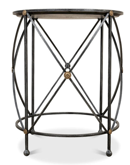 Sarreid Ltd - Drum & Fife Lamp Table, Aged Wht Marble in Grey - 27885 view 7