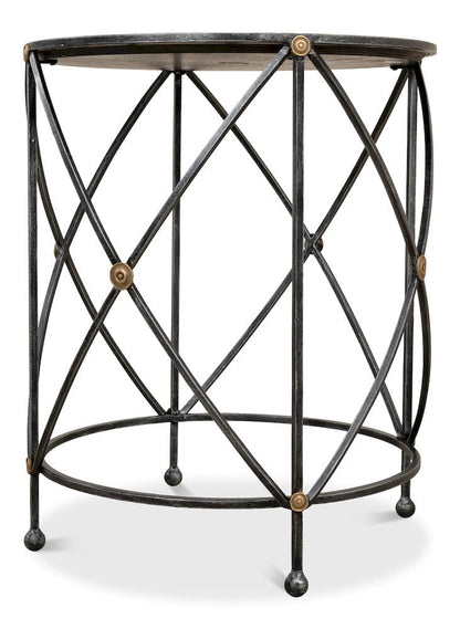 Sarreid Ltd - Drum & Fife Lamp Table, Aged Wht Marble in Grey - 27885 view 8