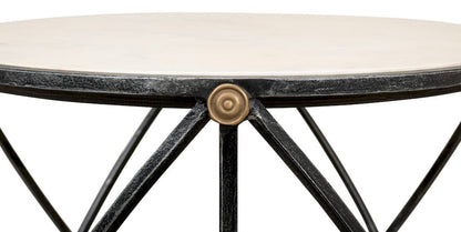 Sarreid Ltd - Drum & Fife Lamp Table, Aged Wht Marble in Grey - 27885 view 9