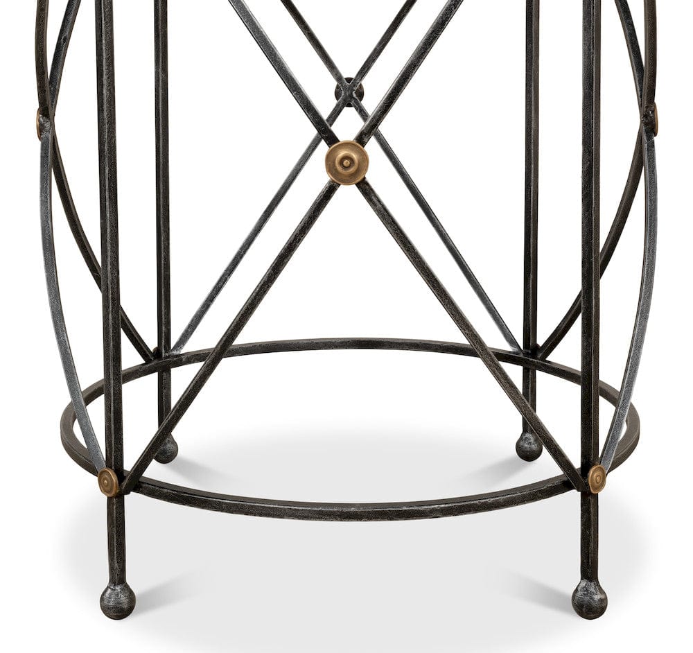 Sarreid Ltd - Drum & Fife Lamp Table, Aged Wht Marble in Grey - 27885 view 12
