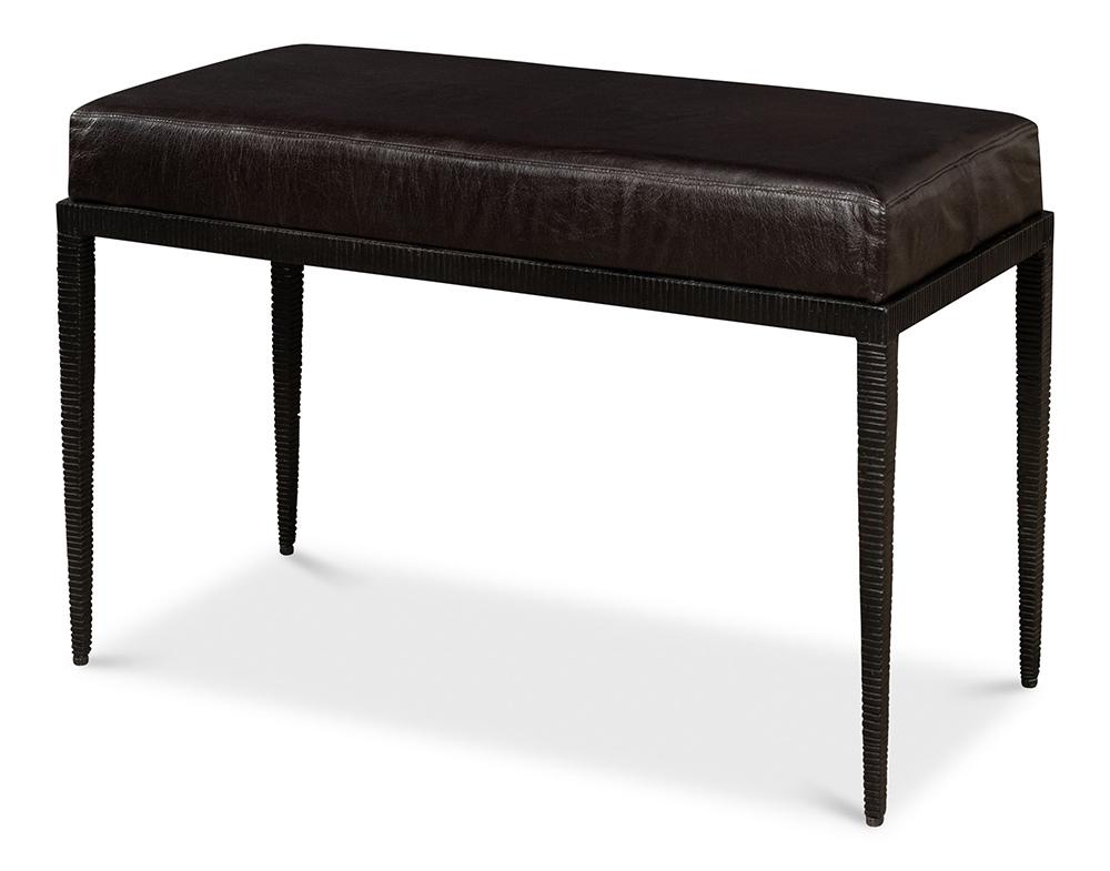 Sarreid Ltd - Duke Ridged Iron Bench - Black - 53431 veiw 1