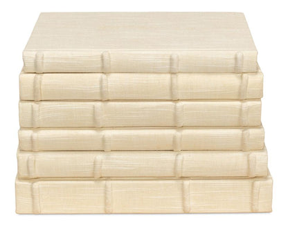 Sarreid Ltd - Ecru Linen Books, Set/12 - Ivory - 54072 veiw 2