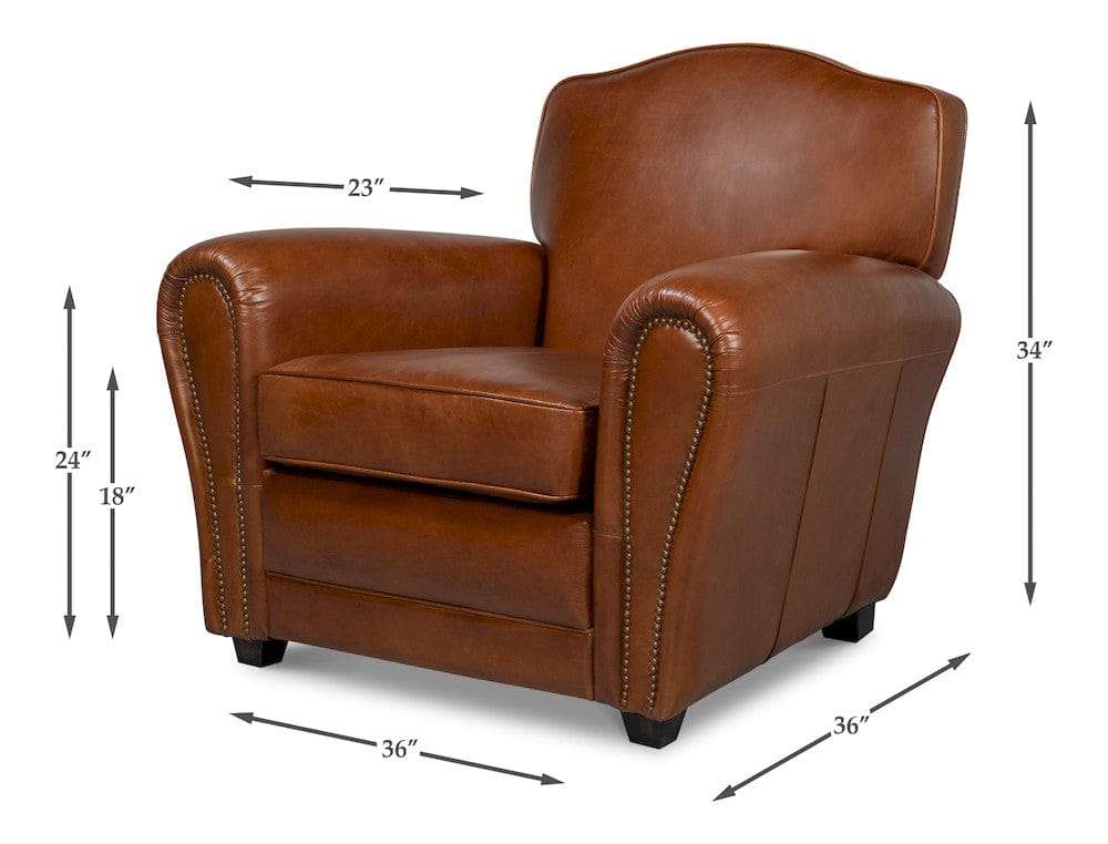 Sarreid Ltd - Elite French Club Chair in Brown - 40802 view 15