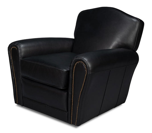 Sarreid Ltd - Elite French Club Swivel Chair, Black - 54103 veiw 1