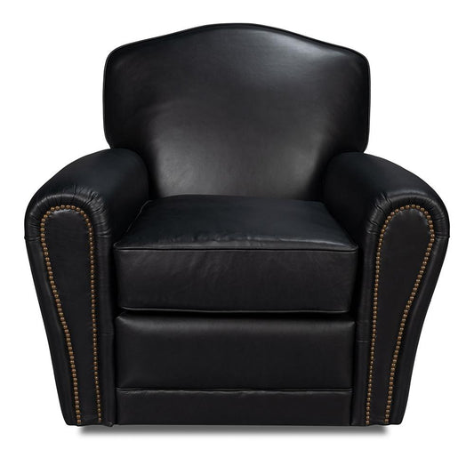 Sarreid Ltd - Elite French Club Swivel Chair, Black - 54103 veiw 2