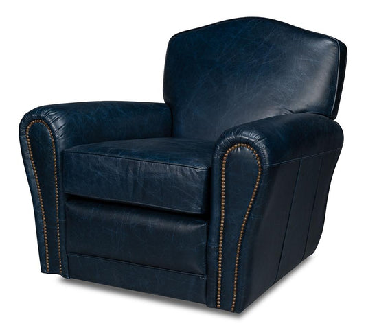 Sarreid Ltd - Elite French Club Swivel Chair, Blue - 54102 veiw 1