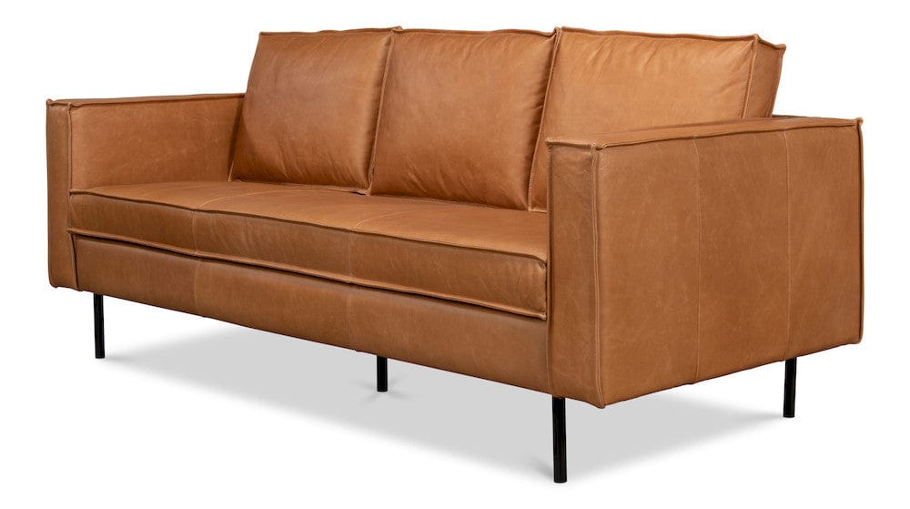 Sarreid Ltd - Esprit Leather Sofa in Brown - 53522 view 4