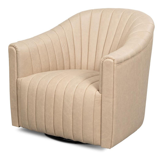 Sarreid Ltd - Essex Swivel Chair, Cappucino White - 54240 veiw 1