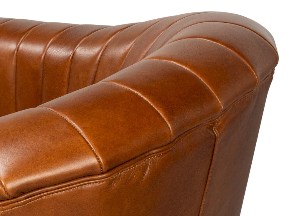 Sarreid Ltd - Essex Swivel Chair, Havana Brown Leather in Brown - 54240-HB view 7