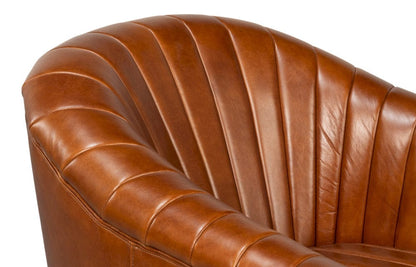 Sarreid Ltd - Essex Swivel Chair, Havana Brown Leather in Brown - 54240-HB view 8