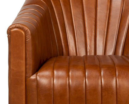 Sarreid Ltd - Essex Swivel Chair, Havana Brown Leather in Brown - 54240-HB view 9