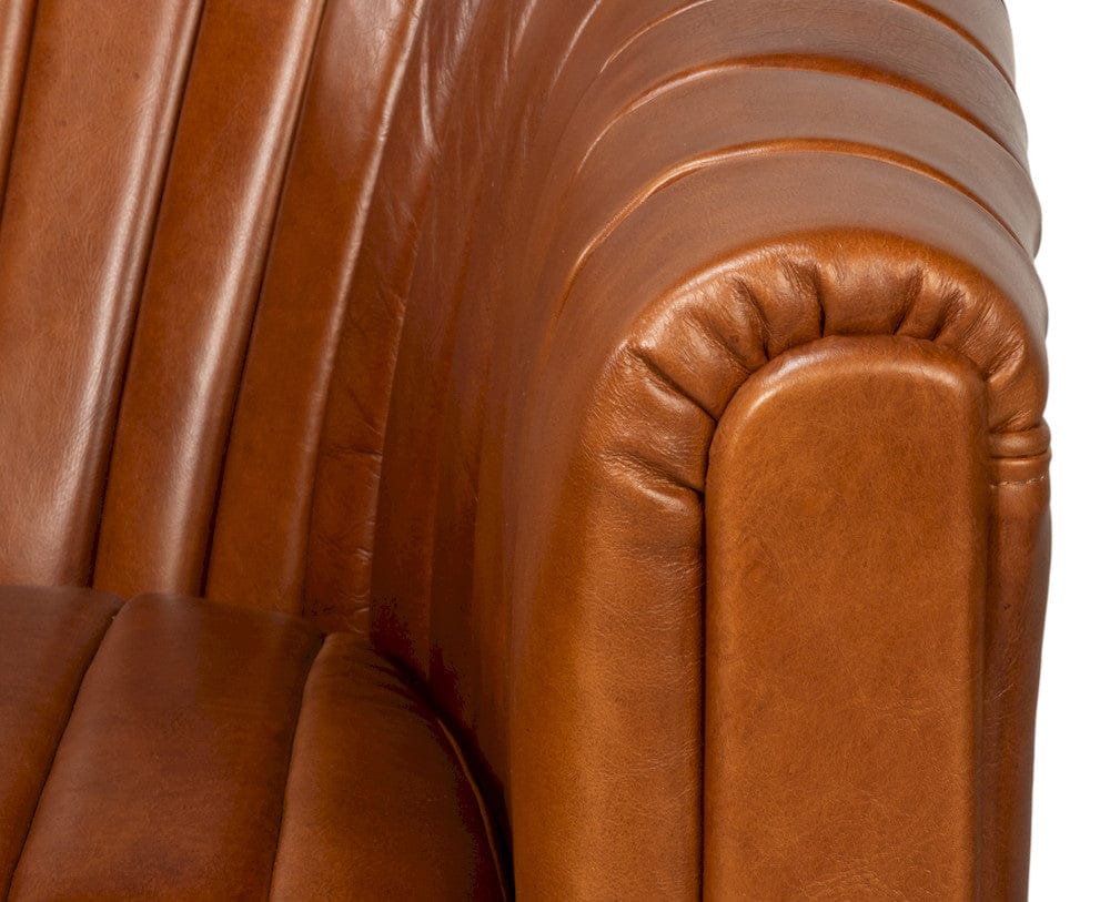 Sarreid Ltd - Essex Swivel Chair, Havana Brown Leather in Brown - 54240-HB view 10