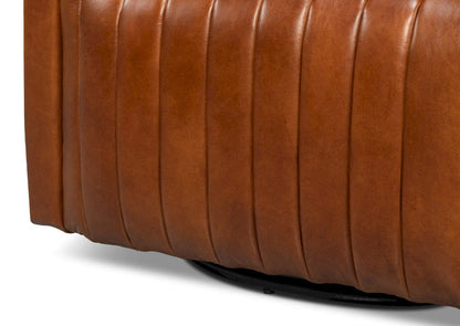 Sarreid Ltd - Essex Swivel Chair, Havana Brown Leather in Brown - 54240-HB view 11