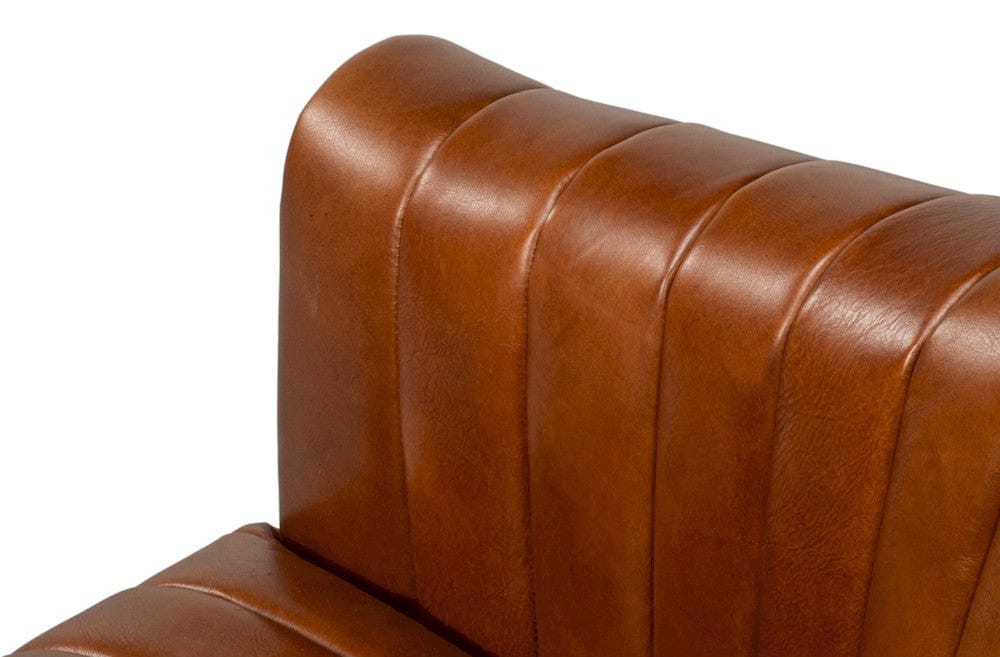Sarreid Ltd - Essex Swivel Chair, Havana Brown Leather in Brown - 54240-HB view 12