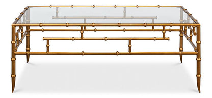 Sarreid Ltd - Faux Bamboo Metal Coffee Table 48in - Gold - 52851 veiw 2