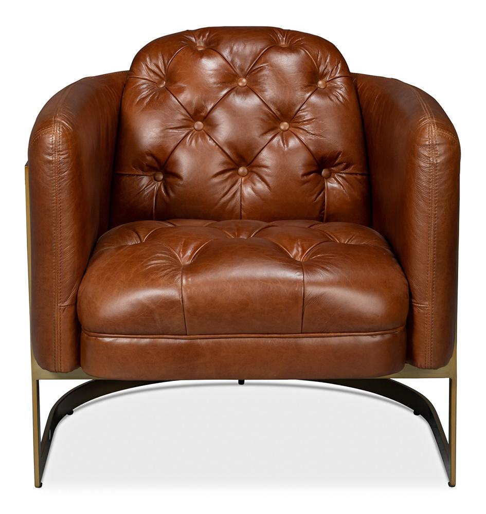 Sarreid Ltd - Finn Leather Club Chair, Havana Brown - 54065 veiw 2
