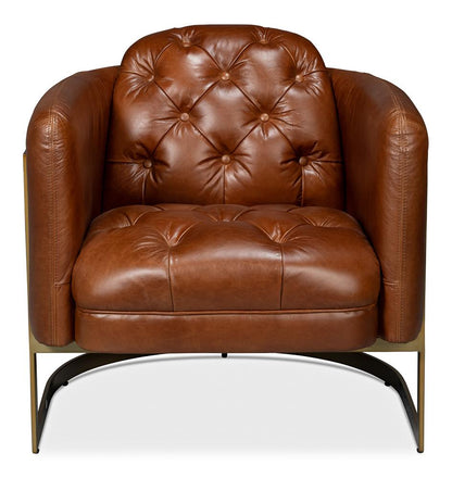 Sarreid Ltd - Finn Leather Club Chair, Havana Brown - 54065 veiw 2