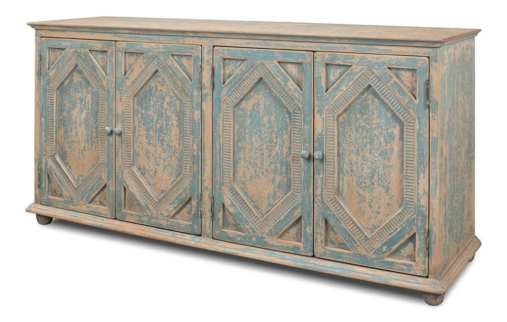 Sarreid Ltd - Four Diamonds Sideboard, Blue - 28790 veiw 1