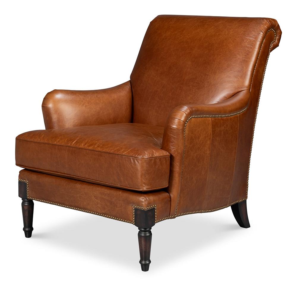Sarreid Ltd - Gaston Distilled Leather Chair, Brown - 54064 veiw 1