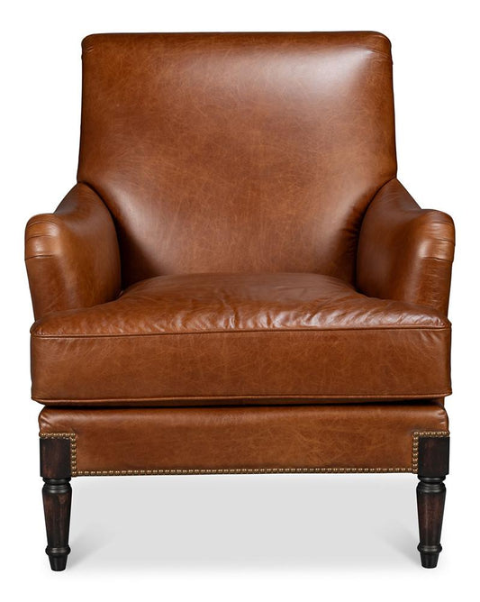 Sarreid Ltd - Gaston Distilled Leather Chair, Brown - 54064 veiw 2