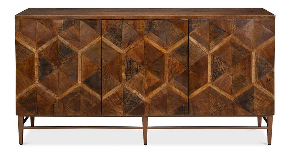 Sarreid Ltd - Geo 3 Door Sideboard - Brown - 53924 veiw 2