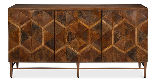 Sarreid Ltd - Geo 3 Door Sideboard - Brown - 53924 veiw 2