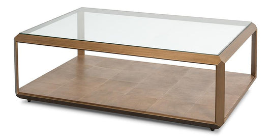 Sarreid Ltd - Gilbert Shagreen Cocktail Tbl,Tawnybrown - 54258-35 veiw 1