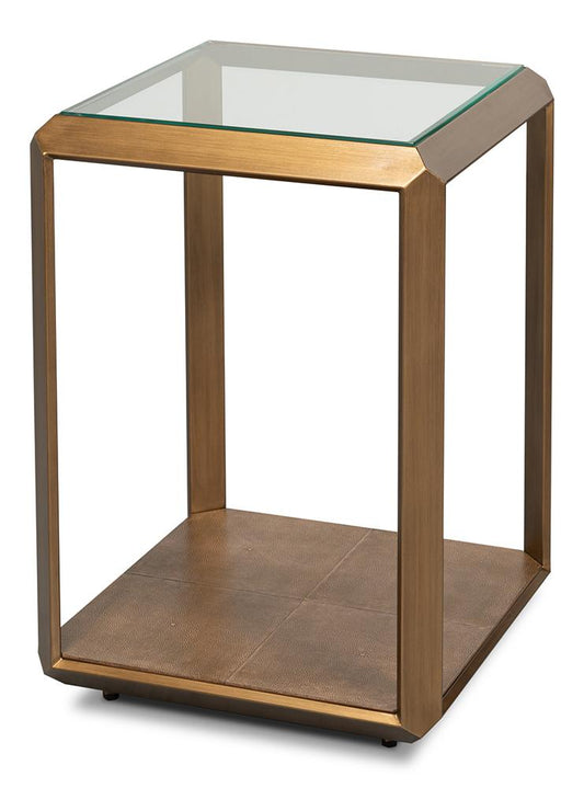 Sarreid Ltd - Gilbert Shagreen Side Table, Tawny Brown - 54257-35 veiw 1