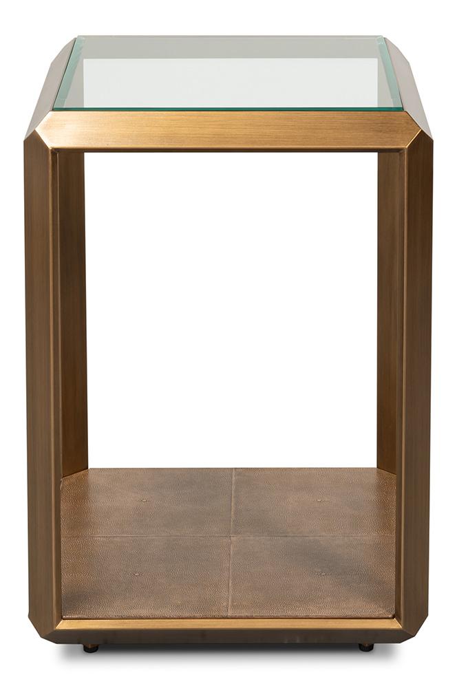 Sarreid Ltd - Gilbert Shagreen Side Table, Tawny Brown - 54257-35 veiw 2