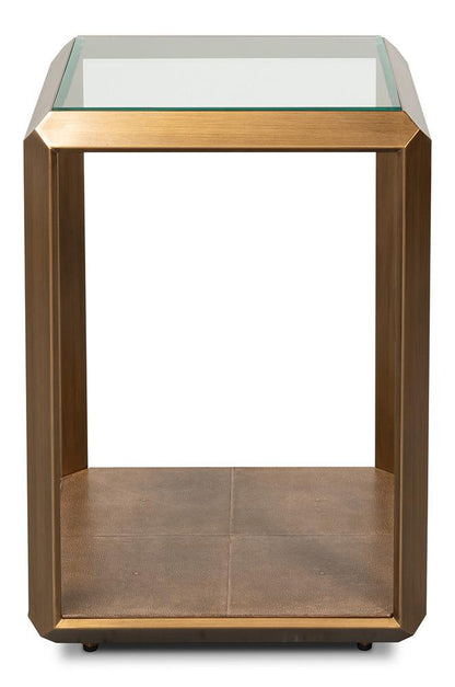 Sarreid Ltd - Gilbert Shagreen Side Table, Tawny Brown - 54257-35 veiw 2