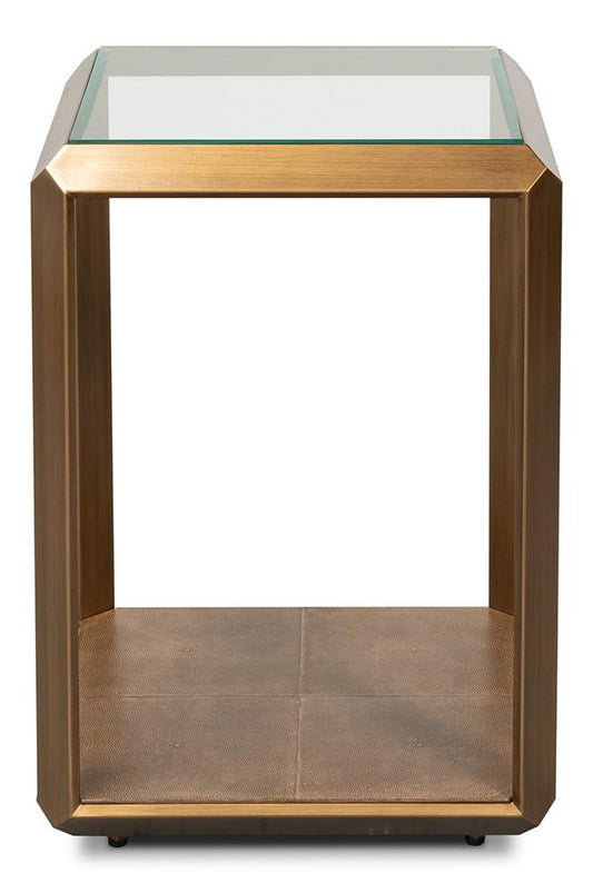 Sarreid Ltd - Gilbert Shagreen Side Table, Tawny Brown - 54257-35 veiw 2