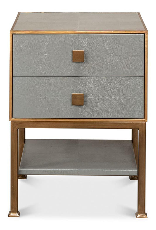 Sarreid Ltd - Gillian Two Drawer Nightstand, Storm Grey - 53556-2 veiw 2