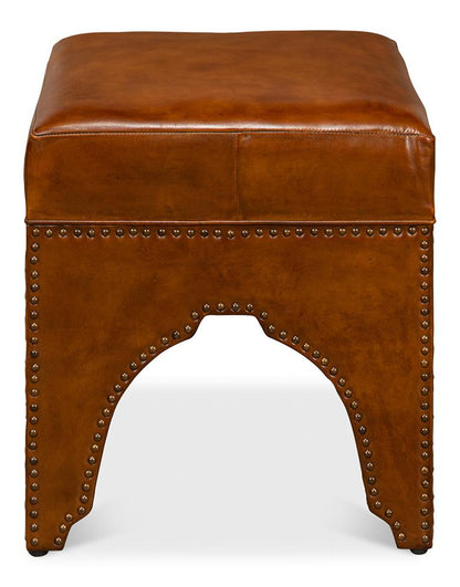 Sarreid Ltd - Giuseppe Footstool, Light Brown - 30915 veiw 2