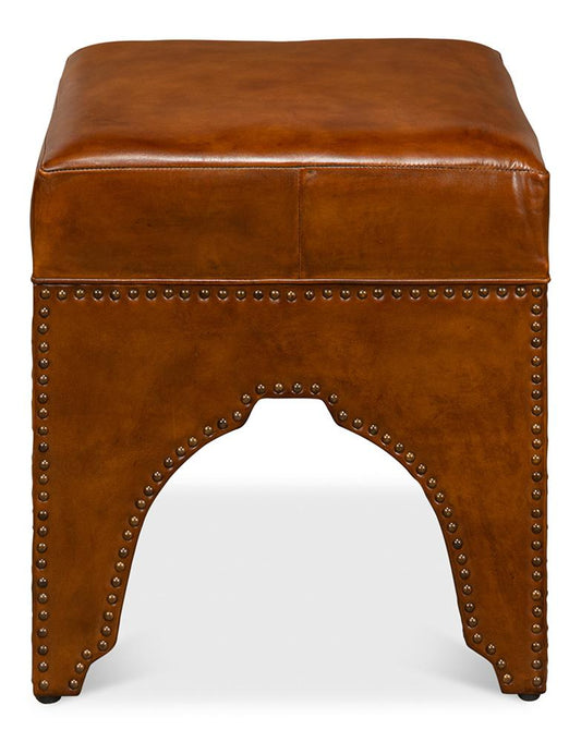 Sarreid Ltd - Giuseppe Footstool, Light Brown - 30915 veiw 2