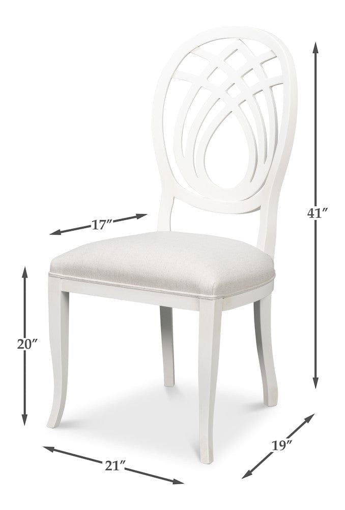 Sarreid Ltd - Goccia Side Chair, Cortina White, Crema in White - U165-79AS view 12