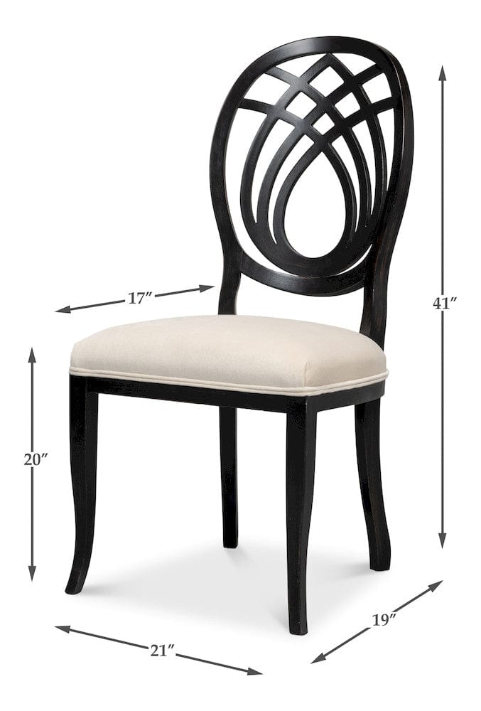 Sarreid Ltd - Goccia Side Chair, Nero, Banks Organza in Black - U165-03F11 view 13