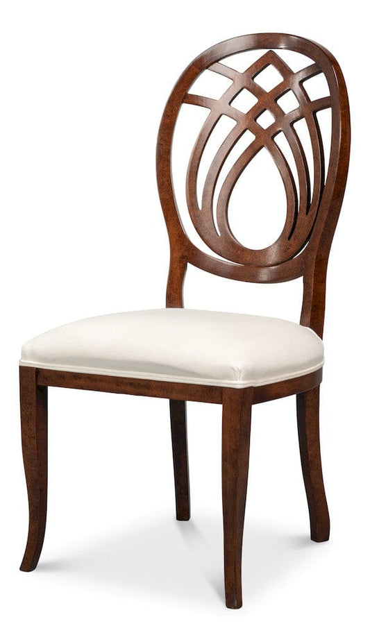 Sarreid Ltd - Goccia Side Chair, Walnut,Taupe Velvet in Tan - U165-02TV view 1