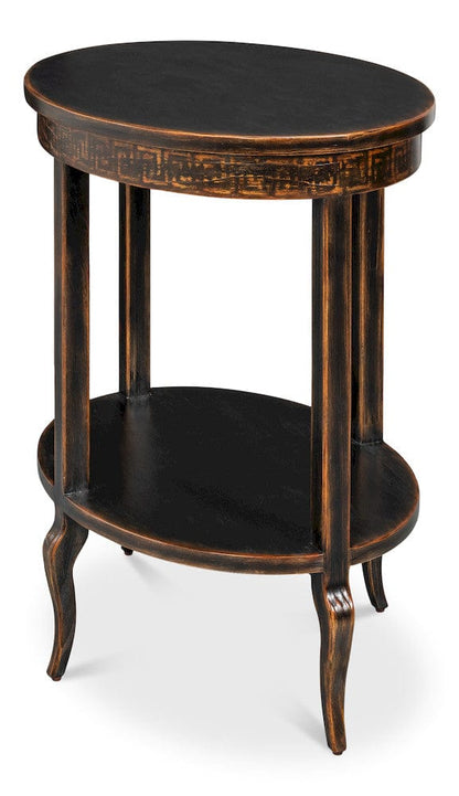 Sarreid Ltd - Golden Rim Side Table in Black - 54306 view 3