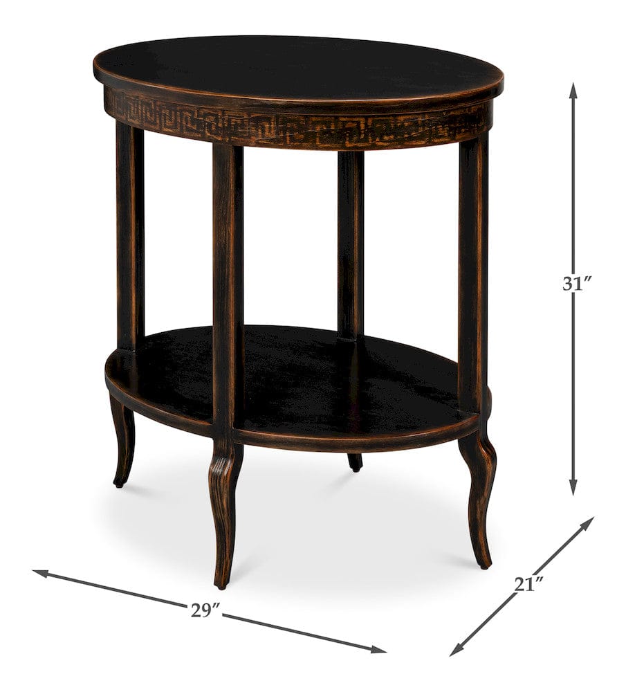Sarreid Ltd - Golden Rim Side Table in Black - 54306 view 11