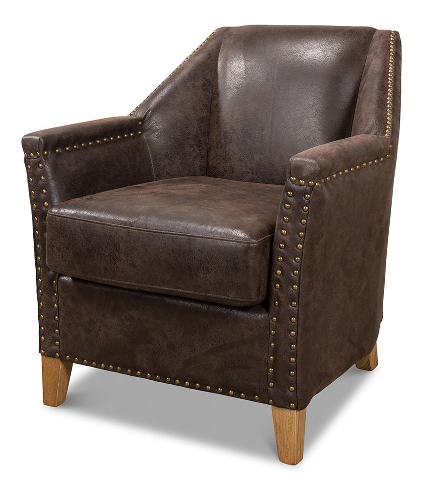 Sarreid Ltd - Granville Leather Chair - Brown - 29607 veiw 1