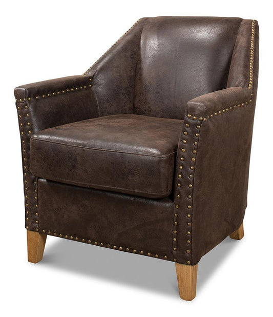 Sarreid Ltd - Granville Leather Chair - Brown - 29607 veiw 1