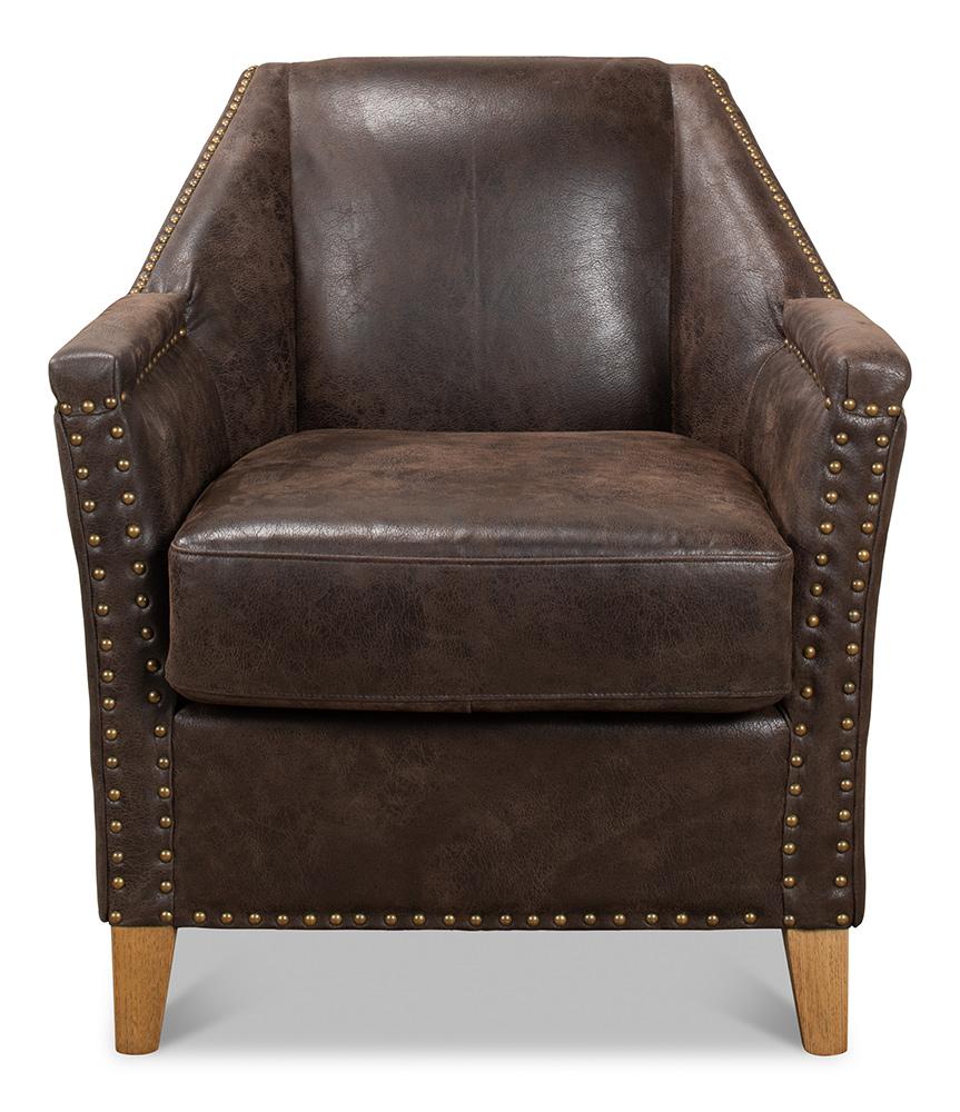 Sarreid Ltd - Granville Leather Chair - Brown - 29607 veiw 2